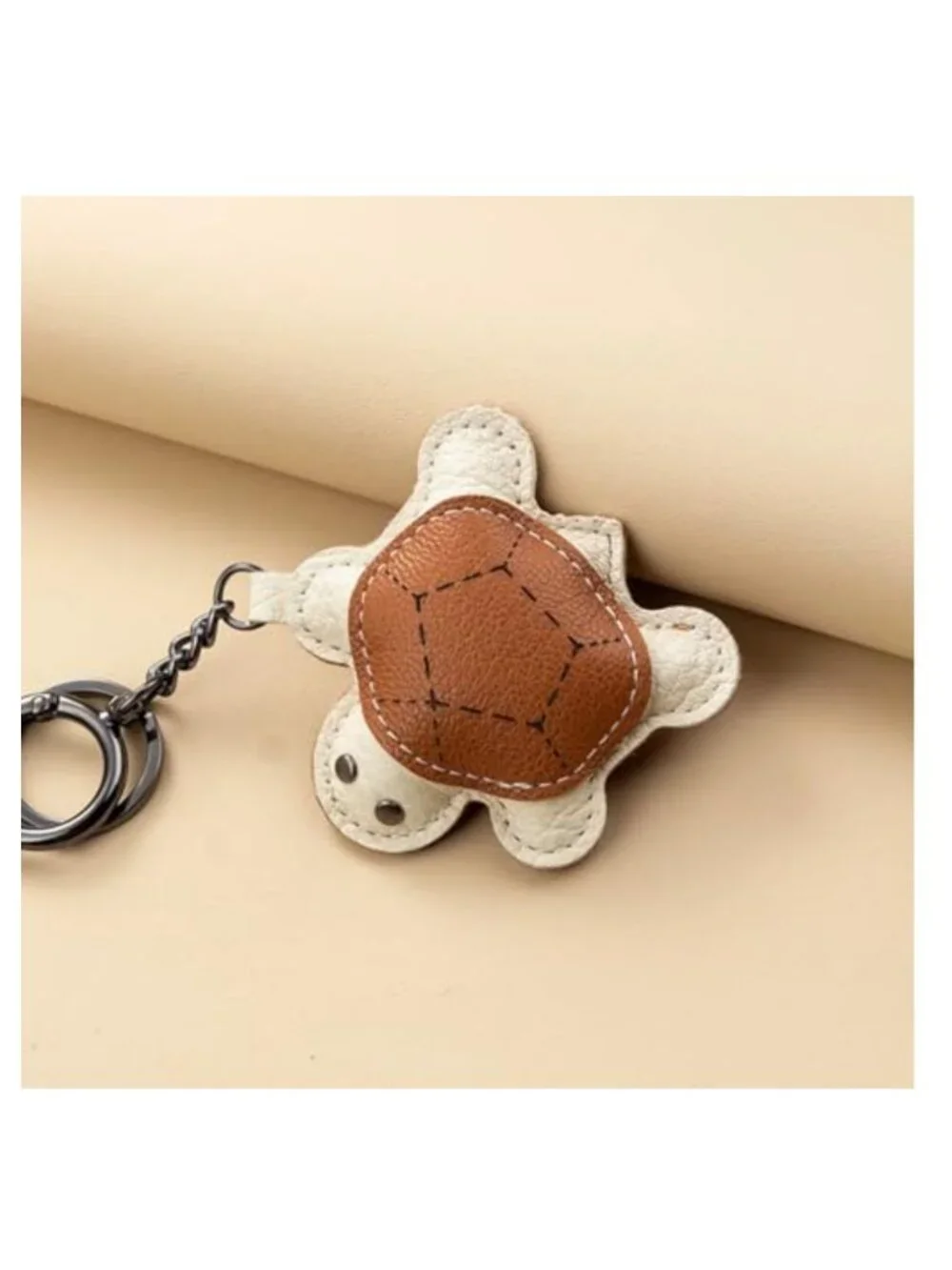 3D Tortoise Bag Charm Handmade Sheepskin Keychain